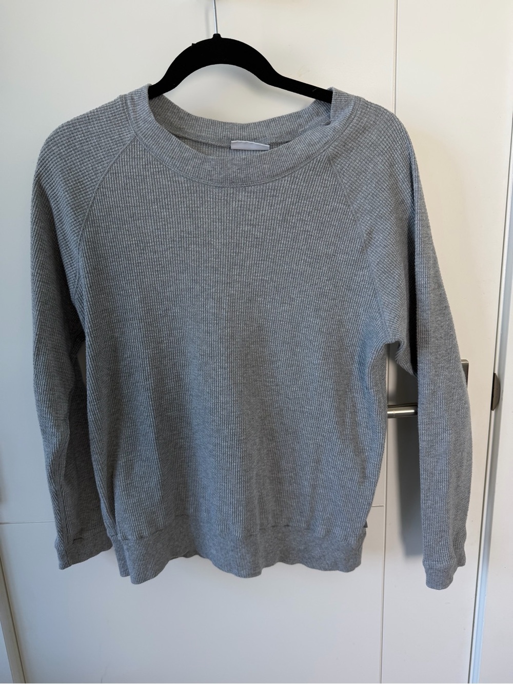 TNA Light Gray Waffle Knit Crew Sweatshirt